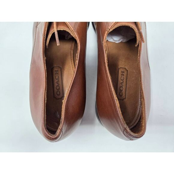 COACH WOMENS OXFORD DERBY BROWN LEATHER PLAIN TOE SIZE 7 M EUC ITALY - Picture 5 of 9